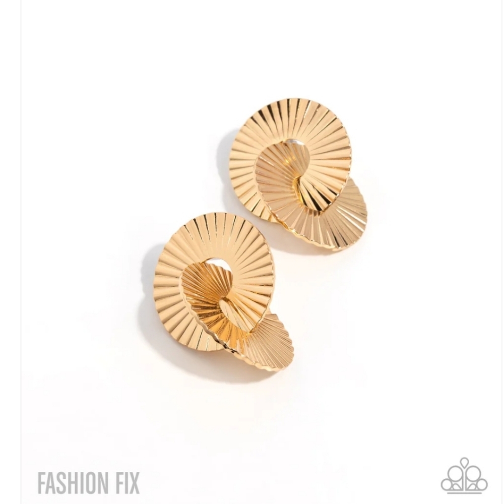 Perceptive Prize Gold Post Paparazzi  Textured Loop Earrings Fashion Jewelry